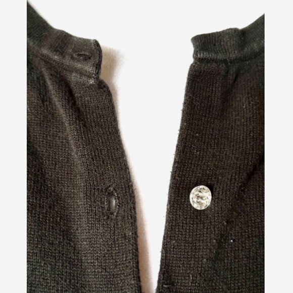 Ann Taylor LOFT Black Cardigan Women’s Size SP Plastic Rhinestone Button Sweater - Picture 5 of 7